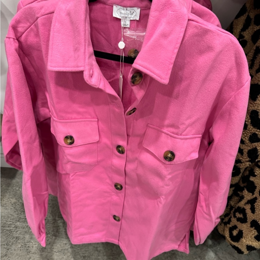Mud Pie Pink Button-Up Jacket